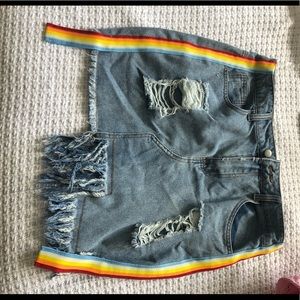 Distressed Denim Skirt NEW